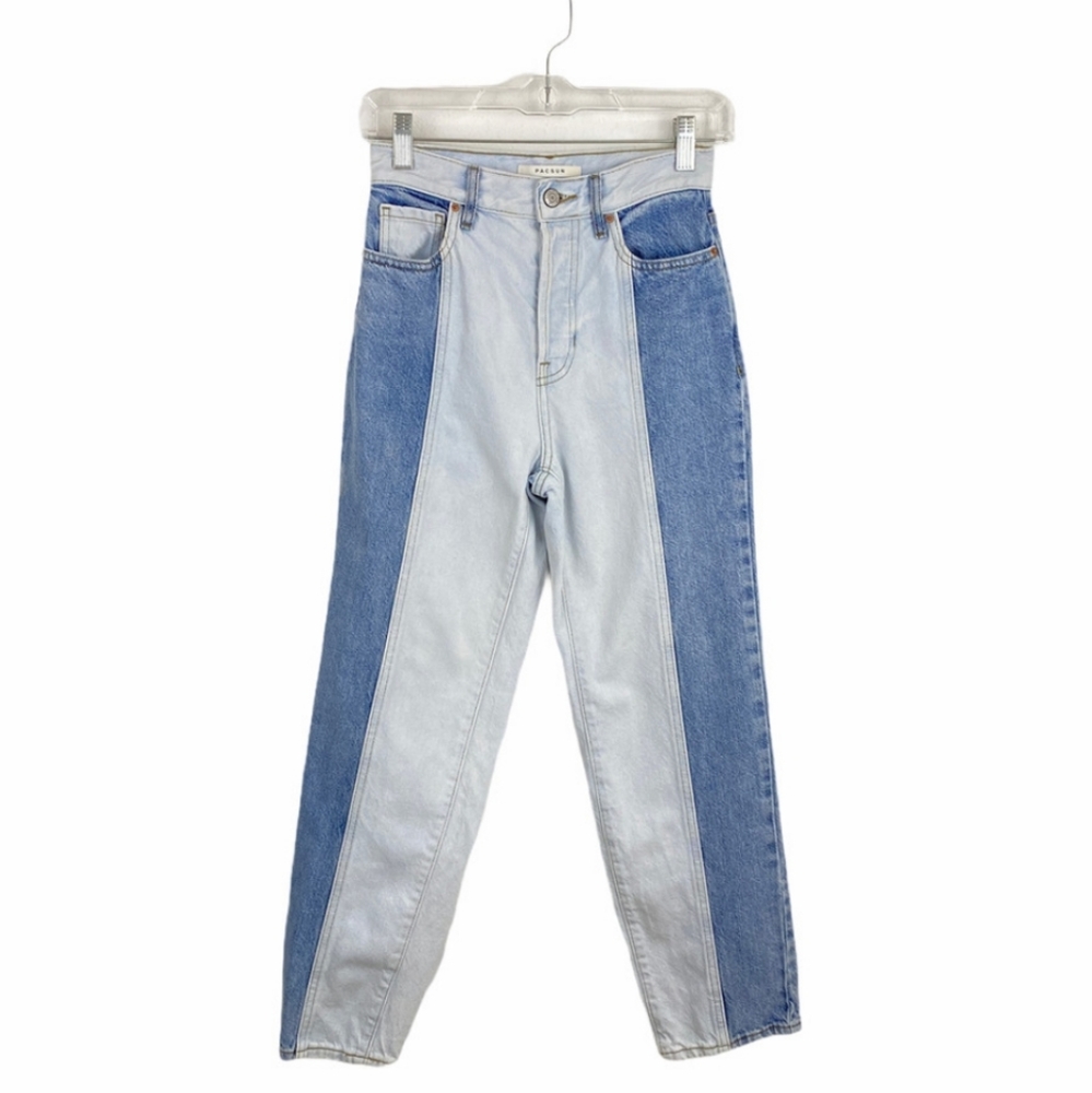 PACSUN 22 HIGH RISE STRAIGHT PANEL TWO TONE JEANS